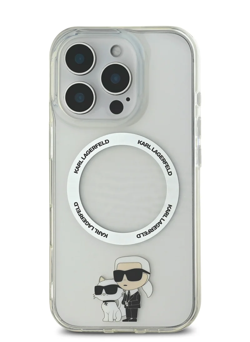 Karl Lagerfeld iPhone 16 Pro Max MagSafe Case IML Hard Cover with Nft Karl & Choupette / Drop protection/ Slim Profile/ Lightweight / Easy Snap-On - Transparent