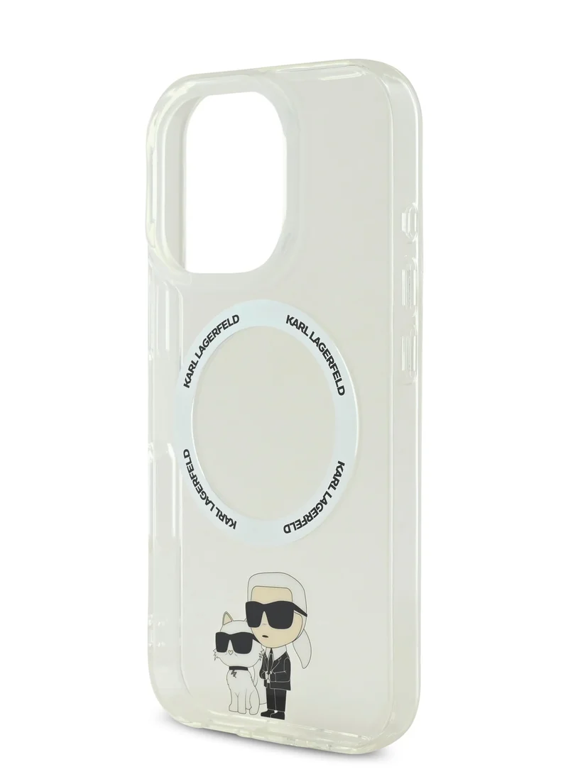 Karl Lagerfeld iPhone 16 Pro Max MagSafe Case IML Hard Cover with Nft Karl & Choupette / Drop protection/ Slim Profile/ Lightweight / Easy Snap-On - Transparent