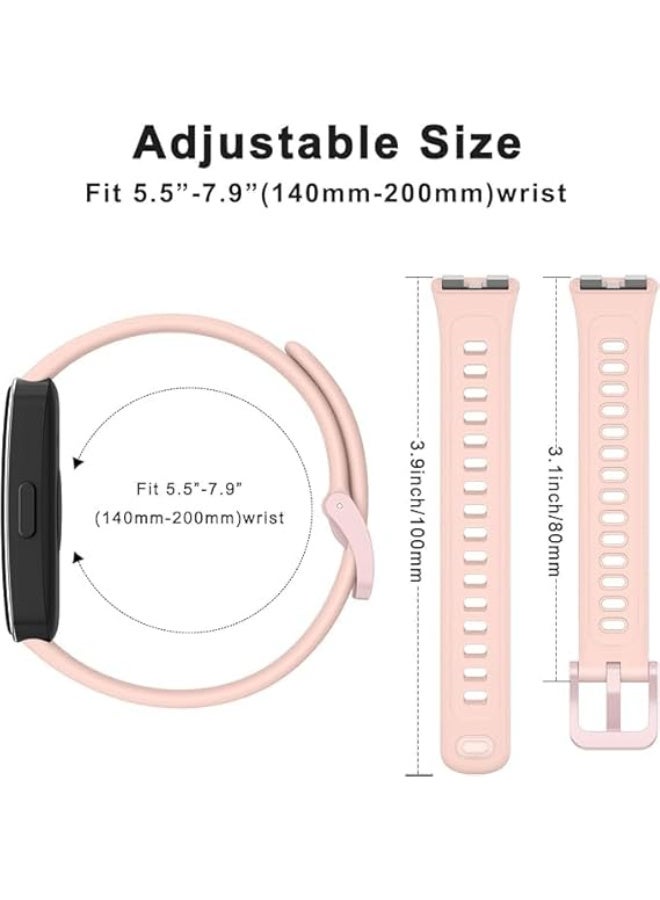 Band for Huawei Band 8/Huawei Band 9/Huawei Band 10,Adjustable Silicone Stretchy Sport Strap Women Men Replacement Wristband for Huawei Band10/Band9/Band8 (Pink) - Image 2