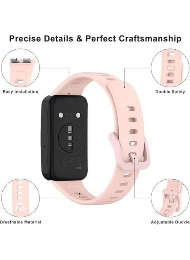 Band for Huawei Band 8/Huawei Band 9/Huawei Band 10,Adjustable Silicone Stretchy Sport Strap Women Men Replacement Wristband for Huawei Band10/Band9/Band8 (Pink) - Image 3