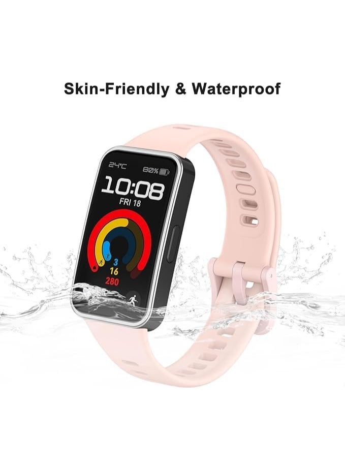 Band for Huawei Band 8/Huawei Band 9/Huawei Band 10,Adjustable Silicone Stretchy Sport Strap Women Men Replacement Wristband for Huawei Band10/Band9/Band8 (Pink) - Image 4