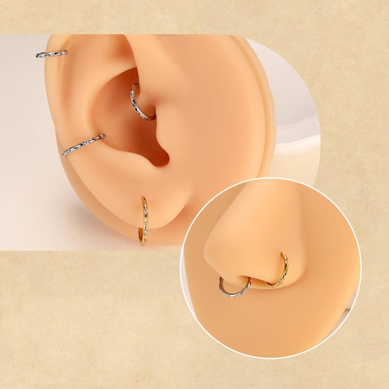 FUNLMO Store 20G 18G 16G 12G Nose Ring Hoop Conch Rook Daith Helix Tragus Piercing Jewelry 316L Surgical Steel Cartilage Earring Conch Hoop Earring Septum Jewelry Belly Lip Ring 5mm to 14mm - Image 5