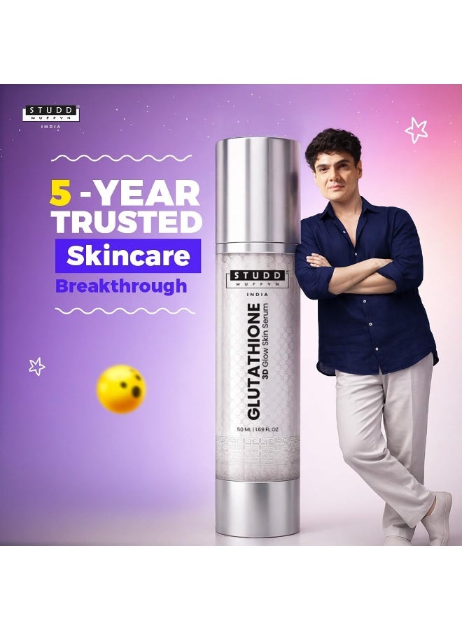 Studd Muffyn Glutathione 3D Glow Face Serum with Hyaluronic Acid & Vitamin E | Anti Aging Serum for Glow, Smooth Skin & Even Tone | Lightweight Daily Face Serum for Women & Men - Image 4