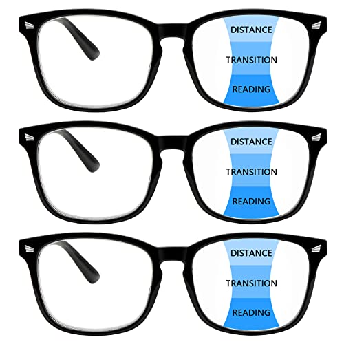 Sumkyle 3 Pack Progressive Multifocal Reading Glasses for Women Men Blue Light Blocking Computer Glasses Spring Hinge Readers(3 pack black, 1.25) - Image 1