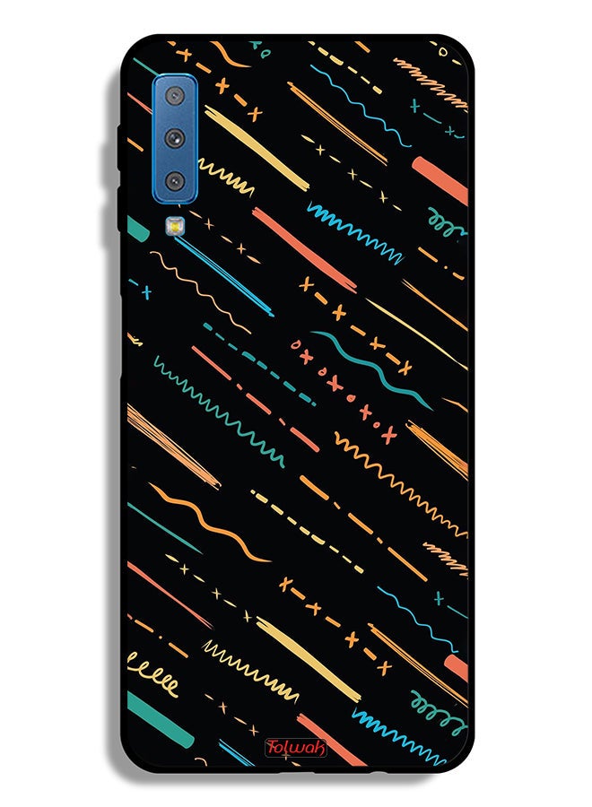 Tolwak Samsung Galaxy A7 (2018) Protective Case Cover X Lines Abstract Pattern - Image 1