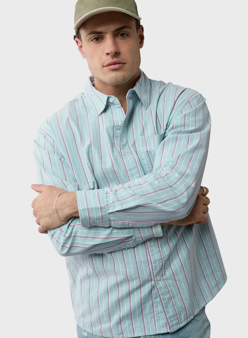 امريكان ايجل Striped Button Down Shirt