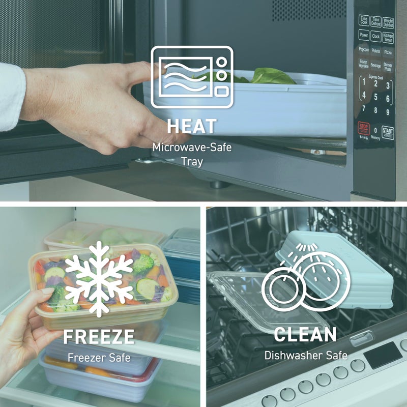 Bentgo 20-Piece Lightweight, Durable, Reusable BPA-Free 1-Compartment Containers - Microwave, Freezer, Dishwasher Safe - Mint - Image 5