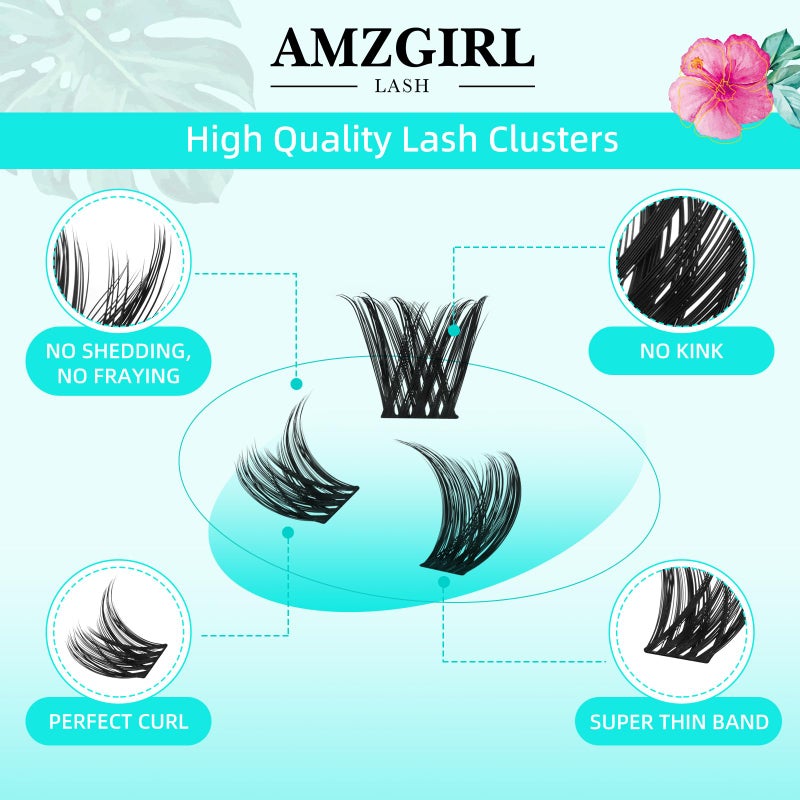 AMZGIRL LASH Lash Clusters Wet Look 168Pcs Eyelash Cluster Ultra-Thin Lash Band Eyelashes Extensions Spiky Anime Wide Span Lashes(Tulip,D-Mix10-18mm) - Image 3