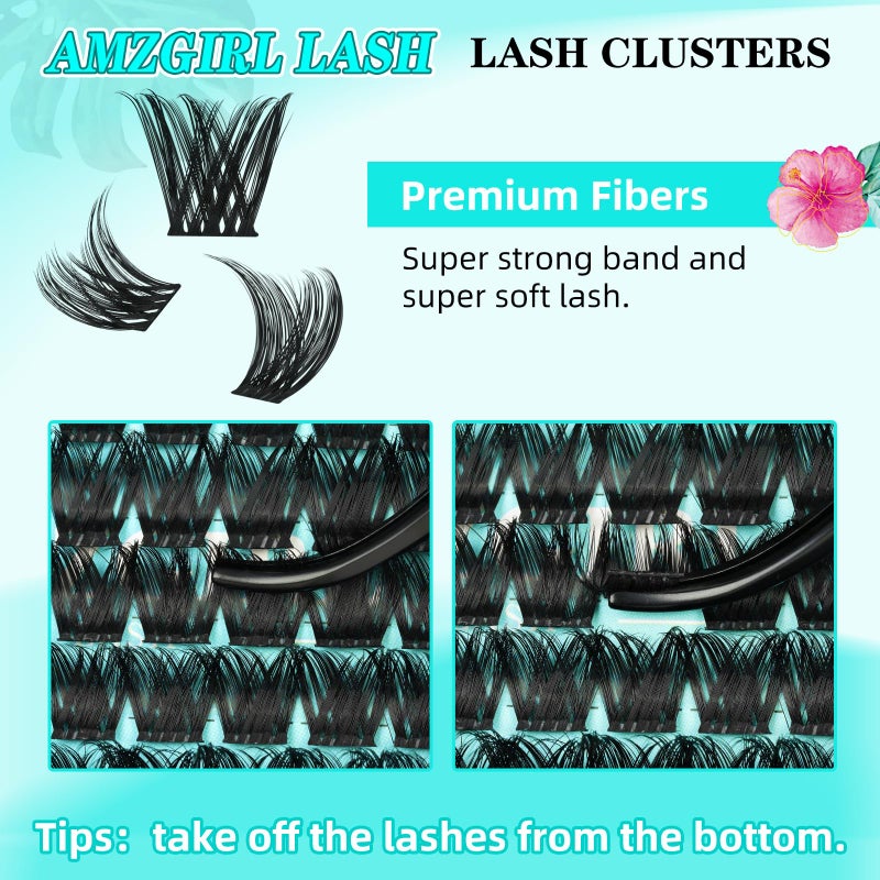 AMZGIRL LASH Lash Clusters Wet Look 168Pcs Eyelash Cluster Ultra-Thin Lash Band Eyelashes Extensions Spiky Anime Wide Span Lashes(Tulip,D-Mix10-18mm) - Image 2