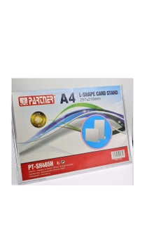 PARTNER A4 Vertical L Shape Sign Holder Clear  - Image 1