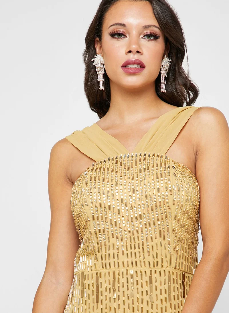 Virgos Lounge Cornelia Sequin Detail Maxi Dress