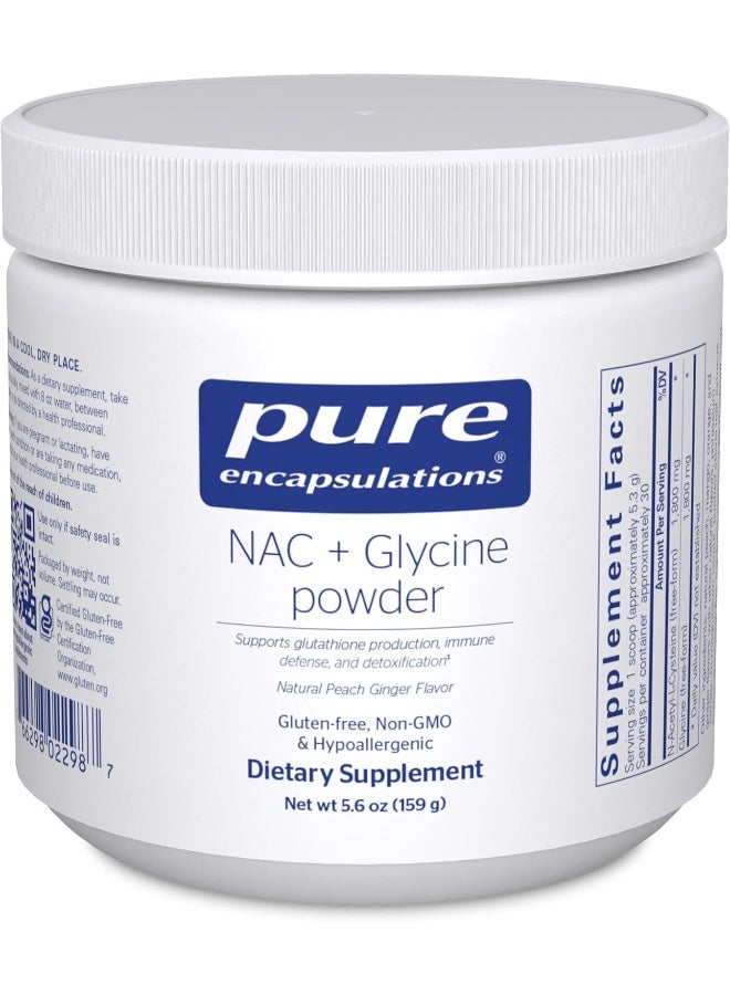 Pure Encapsulations NAC + Glycine Powder | Support for Glutathione Production, Immune Defense, and Detoxification* | 5.6 Ounces | Natural Peach Ginger Flavor - Image 1