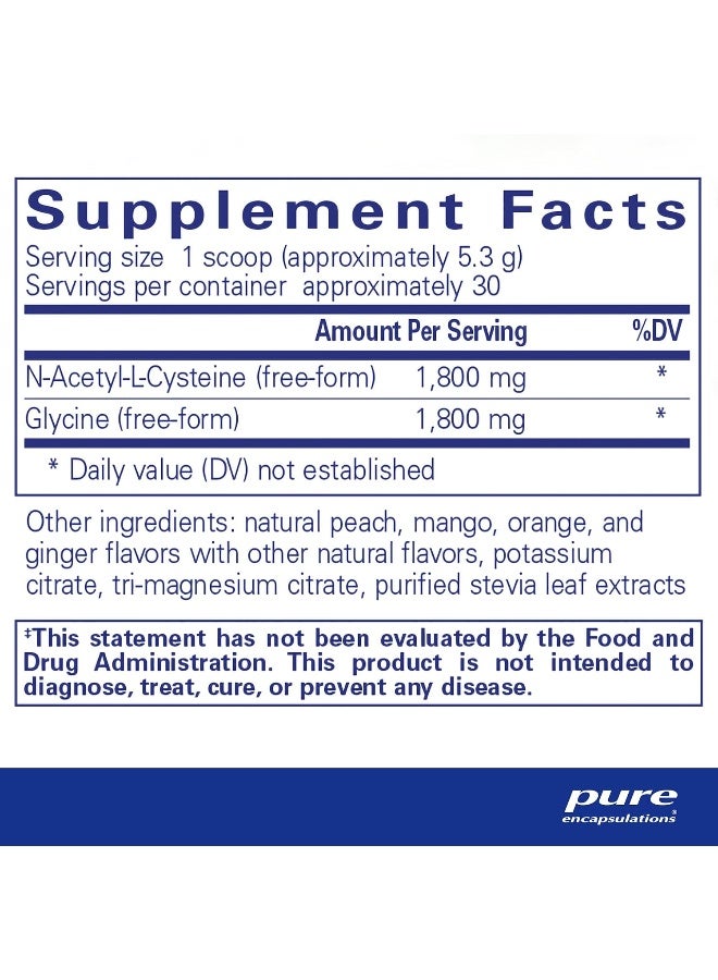 Pure Encapsulations NAC + Glycine Powder | Support for Glutathione Production, Immune Defense, and Detoxification* | 5.6 Ounces | Natural Peach Ginger Flavor - Image 2