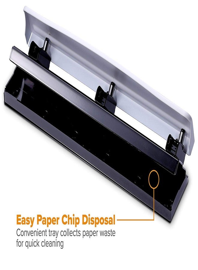 Bostitch Office Premium 3 Hole Punch, 12 Sheet Capacity, Metal, Rubber Base, Easy-Clean Tray, White (KT-HP12-WHITE) - Image 4