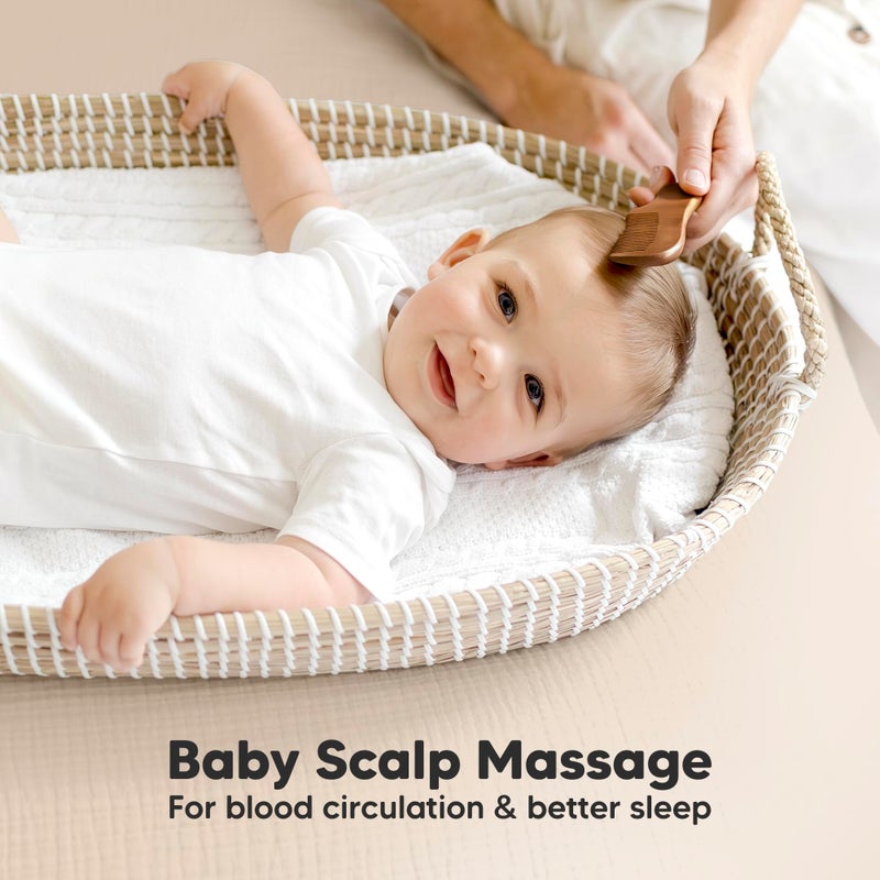 KeaBabies Baby Hair Brush and Comb Set for Newborn - Wooden Baby Hair Brush Set with Soft Goat Bristle, Baby Brush Set for Newborns,Baby Brush and Comb Set Girl, Boy,Toddler Cradle Cap Brush (Oval, Dark Walnut) - Image 5