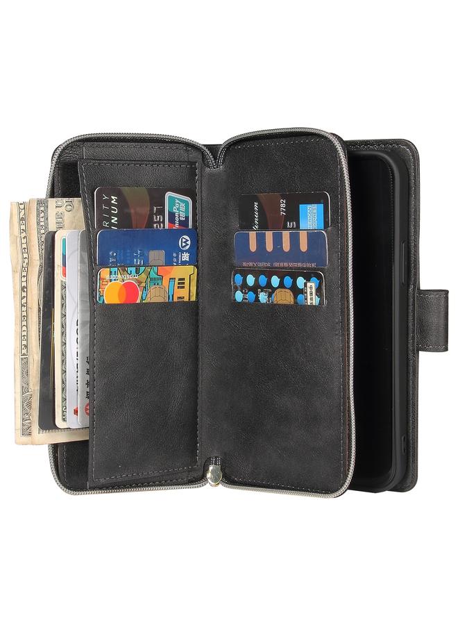 Zaboon Case For iPhone 12 / 12 Pro Zipper Wallet Bag Horizontal Flip PU Leather Case with Holder & 9 Card Slots & Wallet & Lanyard & Photo Frame - Image 4