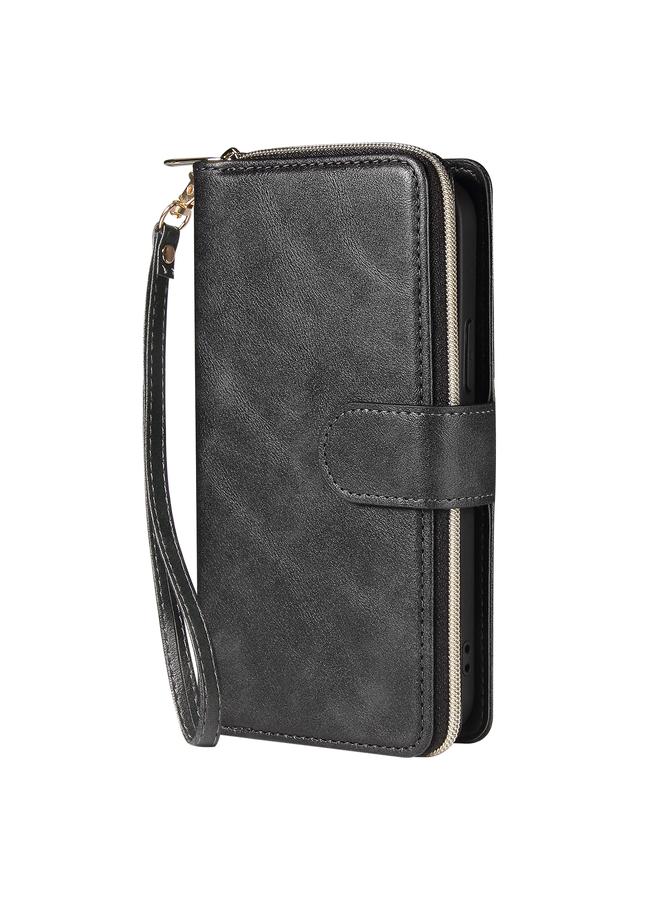 Zaboon Case For iPhone 12 / 12 Pro Zipper Wallet Bag Horizontal Flip PU Leather Case with Holder & 9 Card Slots & Wallet & Lanyard & Photo Frame - Image 2