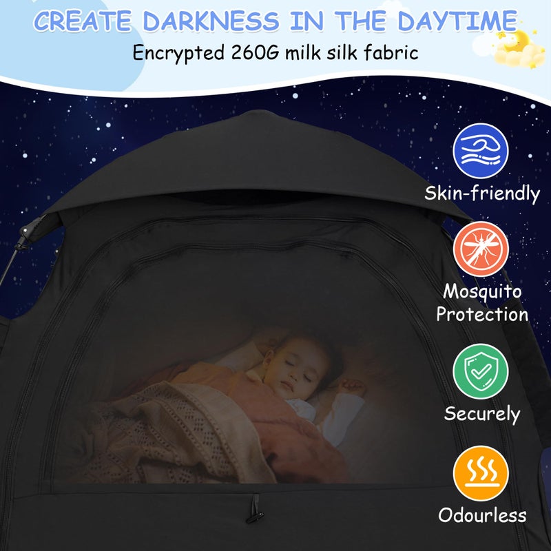 YABORAS Sleep Tent for Pack N Play, Baby Sleep Tent One-Click Assembly Effective Light Blocking Tent for Sleep Pod & Mini Crib, Light Blocking Tent for Babies and Toddlers - Image 3
