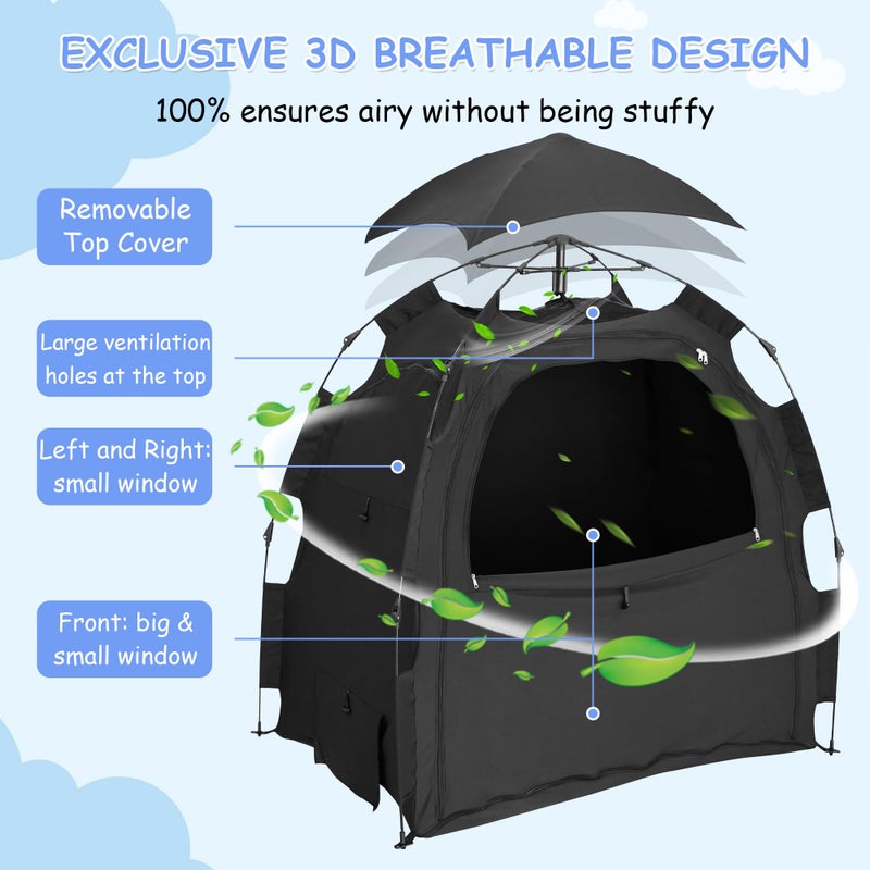 YABORAS Sleep Tent for Pack N Play, Baby Sleep Tent One-Click Assembly Effective Light Blocking Tent for Sleep Pod & Mini Crib, Light Blocking Tent for Babies and Toddlers - Image 2