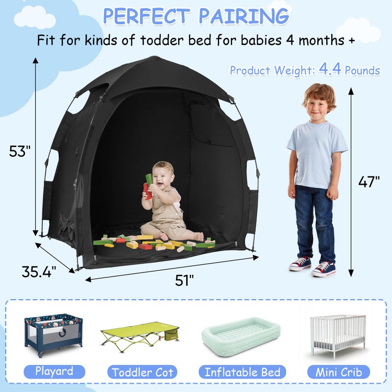 YABORAS Sleep Tent for Pack N Play, Baby Sleep Tent One-Click Assembly Effective Light Blocking Tent for Sleep Pod & Mini Crib, Light Blocking Tent for Babies and Toddlers - Image 5