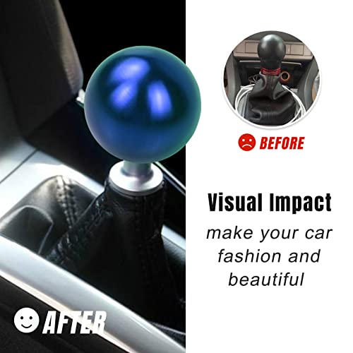 YIUIY Universal Round Ball Gear Shift Knob,Chrome Finish Aluminum Shifter Knobs with 3 Adapters Compatible with Manual and Automatic Transmission Car(Blue) - Image 5