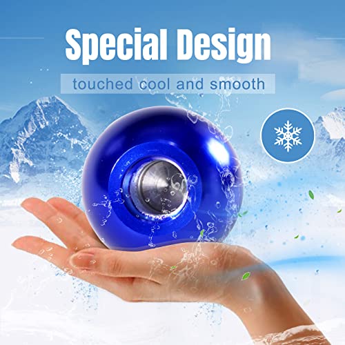 YIUIY Universal Round Ball Gear Shift Knob,Chrome Finish Aluminum Shifter Knobs with 3 Adapters Compatible with Manual and Automatic Transmission Car(Blue) - Image 4