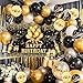 YinQin 63 PCS Black Gold Happy Birthday Party Balloons Set with Photo Backgrounds Backdrops Banner Cloth Confetti Balloon Black Golden Happy Birthday Party Supplies Decorations for Men Women - Image 3