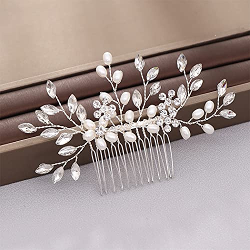Bmirth Wedding Hair Comb Pearl Bride Headpieces Rhinestone Bridal Hair Jewelry Side Hair Accessories for Women and Girls - Image 1