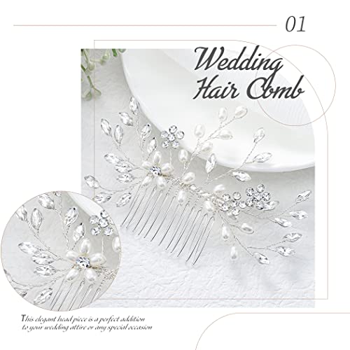 Bmirth Wedding Hair Comb Pearl Bride Headpieces Rhinestone Bridal Hair Jewelry Side Hair Accessories for Women and Girls - Image 3