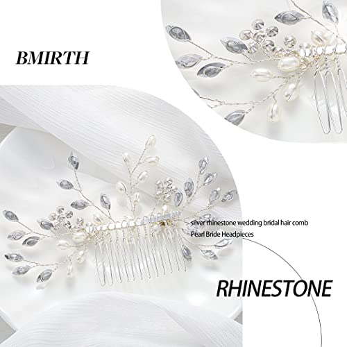 Bmirth Wedding Hair Comb Pearl Bride Headpieces Rhinestone Bridal Hair Jewelry Side Hair Accessories for Women and Girls - Image 4