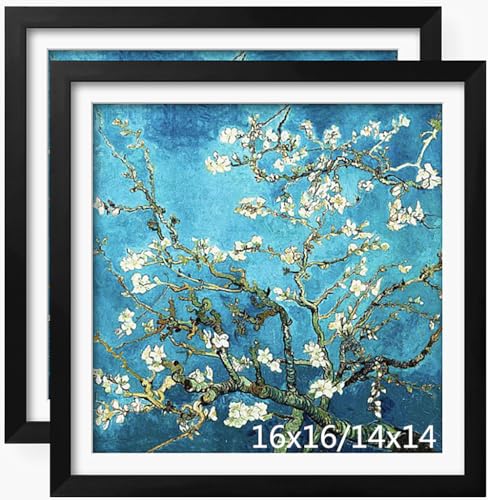 NIHOJIUMA NIHO-JIUMA Wood Photo Frame, Suitable for 16 X 16 in / 40 X 40 cm Diamond art or Oil Paintings Photos, Pine Wood Picture Frames & Plexiglass (2-piece set, Black) - Image 1