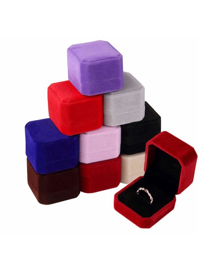 Lamoutor 9Pcs Velvet Ring Box Earring Box Jewelry Gift Box Assorted Color - Image 1