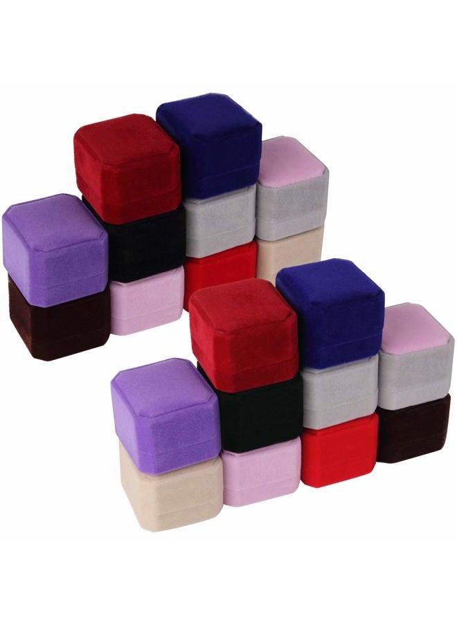Lamoutor 9Pcs Velvet Ring Box Earring Box Jewelry Gift Box Assorted Color - Image 2