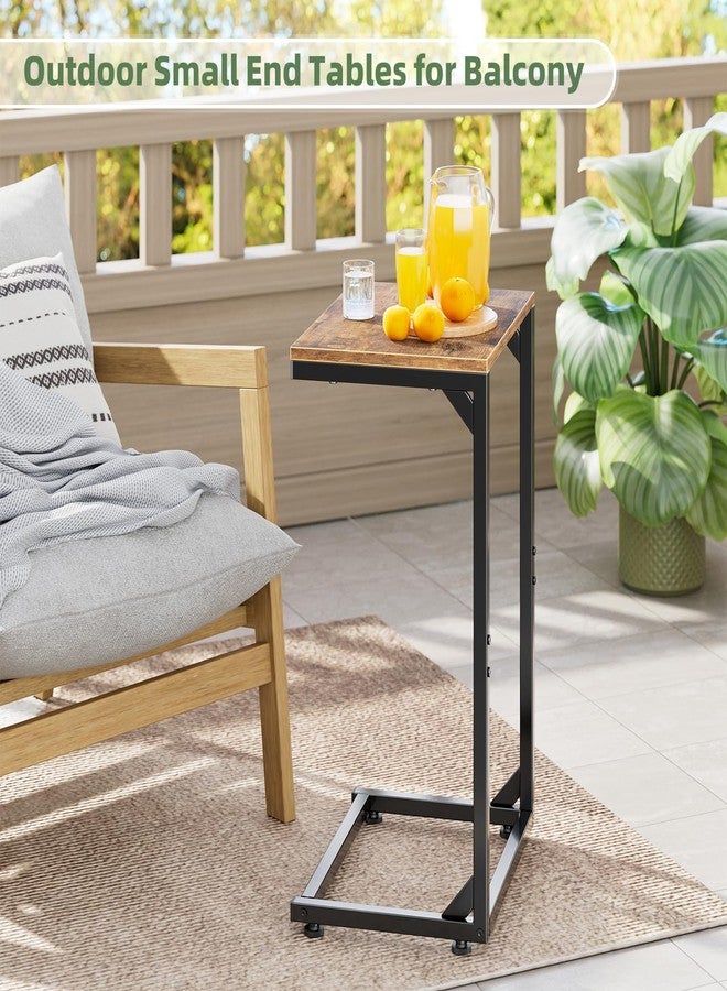 Simple Trending C Shaped End Table, Small Side Table, TV Trays for Couch, Sofa Table for Living Room, Bedside, Rustic Brown - Image 5