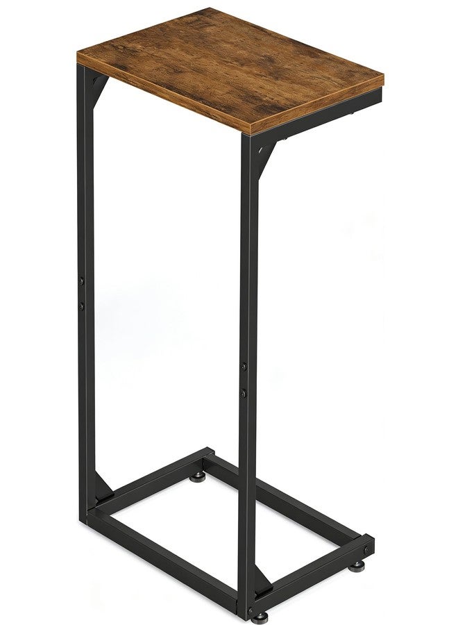 Simple Trending C Shaped End Table, Small Side Table, TV Trays for Couch, Sofa Table for Living Room, Bedside, Rustic Brown - Image 1