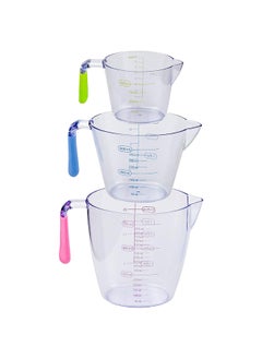 3Piece Clear Measuring Jug 200Ml 400Ml 900Ml Plastic Measuring Cups Set Transparent Accuracy Graduated With Handle For Kitchen Cooking Baking