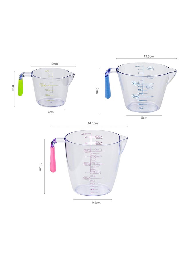 Generic - 3Piece Clear Measuring Jug 200Ml 400Ml 900Ml Plastic Measuring Cups Set Transparent Accuracy Graduated With Handle For Kitchen Cooking Baking - Image 1