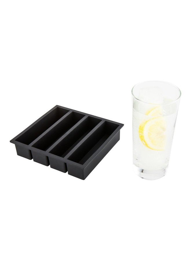 Restaurantware 5.25-inch Slab Ice Tray - Makes 4 Long Rectangle Cubes: Perfect for Commercial Bars or Home Use - Constructed from Durable Black Silicone - Dishwasher Safe - 1-CT - - Image 1