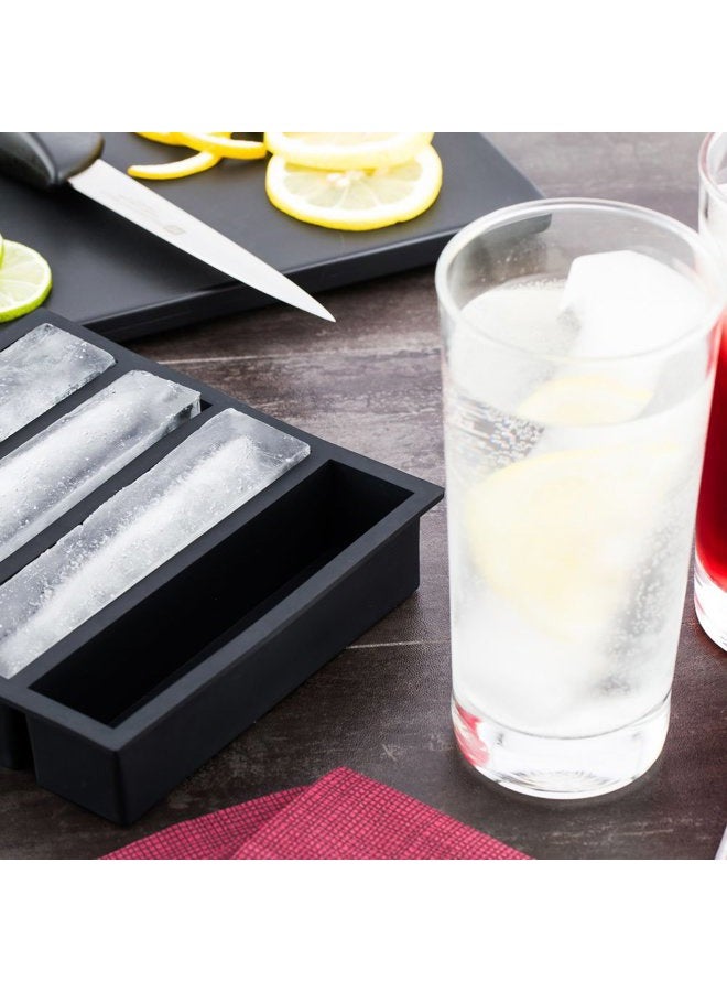 Restaurantware 5.25-inch Slab Ice Tray - Makes 4 Long Rectangle Cubes: Perfect for Commercial Bars or Home Use - Constructed from Durable Black Silicone - Dishwasher Safe - 1-CT - - Image 3