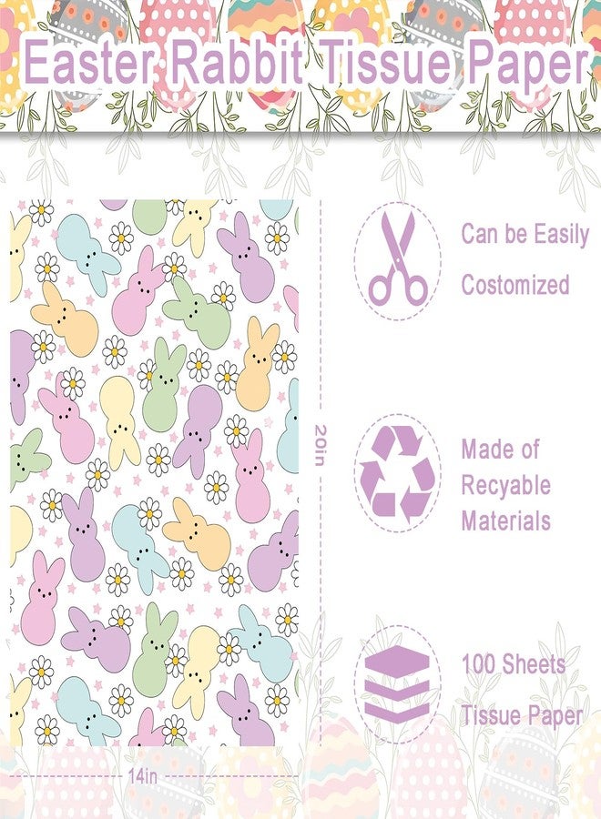 Fabllewavi 100 Sheets Easter Peeps Bunny Tissue Paper, Pastel Retro Rabbit Daisy Gift Wrapping Paper for Easter DIY Crafts Spring Party Supplies, 13.8 x 19.7 Inch - Image 2
