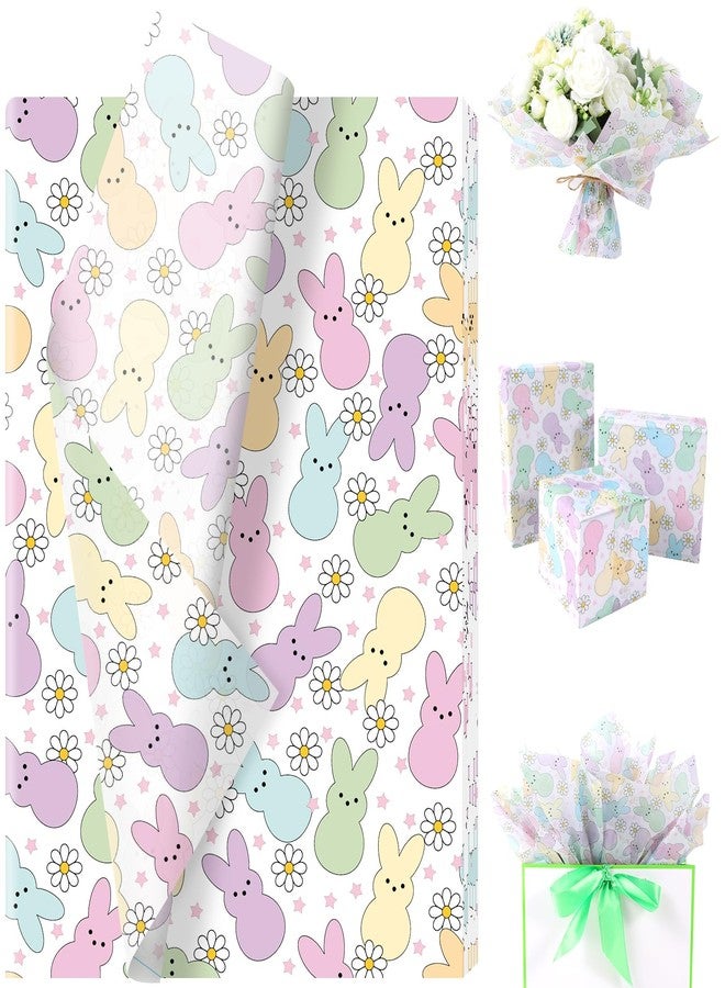 Fabllewavi 100 Sheets Easter Peeps Bunny Tissue Paper, Pastel Retro Rabbit Daisy Gift Wrapping Paper for Easter DIY Crafts Spring Party Supplies, 13.8 x 19.7 Inch - Image 1