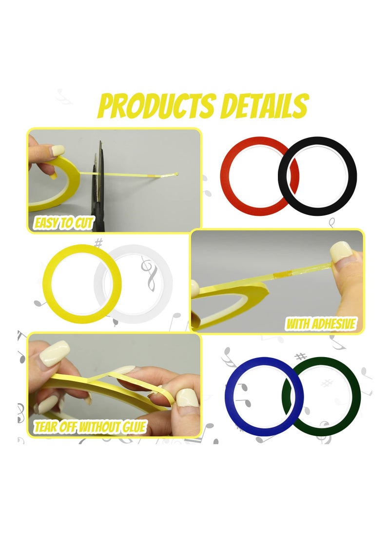 6 Rolls Violin Tape Fingerboard,  3mm Violin Finger Guide Stickers, 216FT Cello Fingering Tape for Violin Cello Practice Beginners' Finger Position Marker (8 Colors) - Image 2