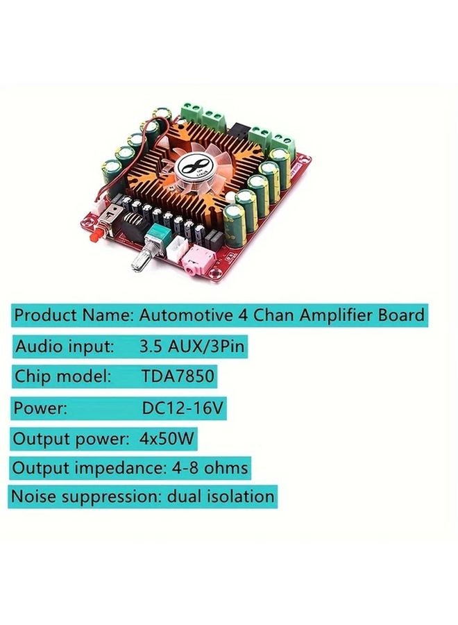 TDA7850 لوحة مكبر صوت سيارة 4 قنوات 50 وات بجهد مستمر 12-16 فولت مع شاشة LED حمراء (قطعة واحدة) - Image 5
