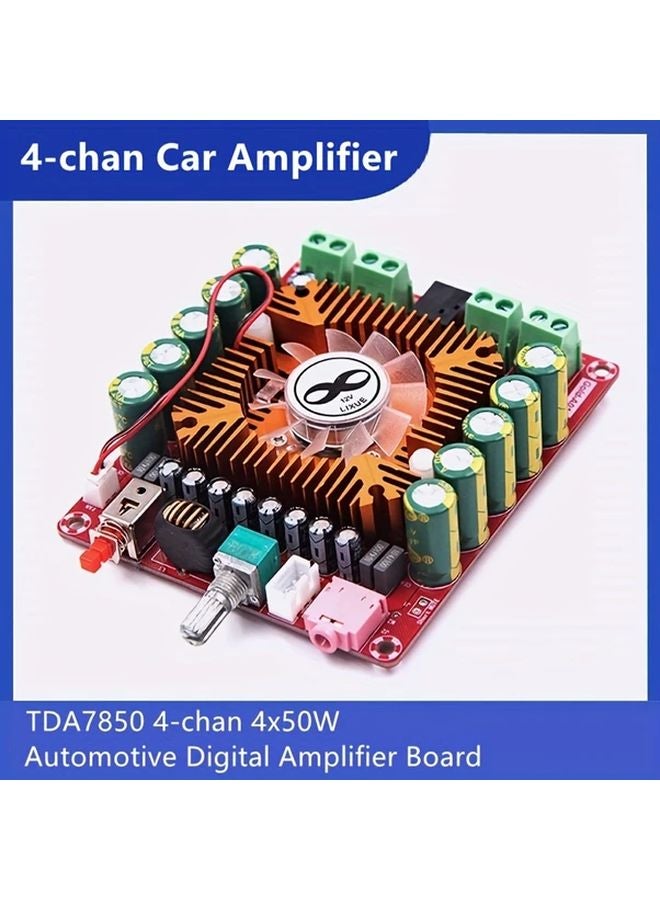 TDA7850 لوحة مكبر صوت سيارة 4 قنوات 50 وات بجهد مستمر 12-16 فولت مع شاشة LED حمراء (قطعة واحدة) - Image 2