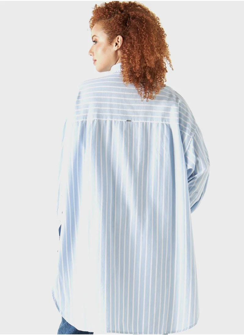 لي كوبر Striped Denim Shirt