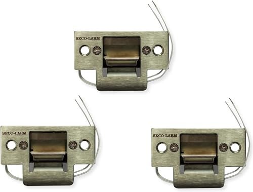 SECO-LARM SecoLarm SD991AD1Q Pack of 3 Mini NoCut Electric Door Strikes Indoor Use Converts Cylindrical Lock Sets Into an Electronic AccessControlled Locking System Stainless Steel Keeper - Image 1