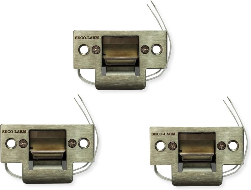 SECO-LARM SecoLarm SD991AD1Q Pack of 3 Mini NoCut Electric Door Strikes Indoor Use Converts Cylindrical Lock Sets Into an Electronic AccessControlled Locking System Stainless Steel Keeper - Image 2