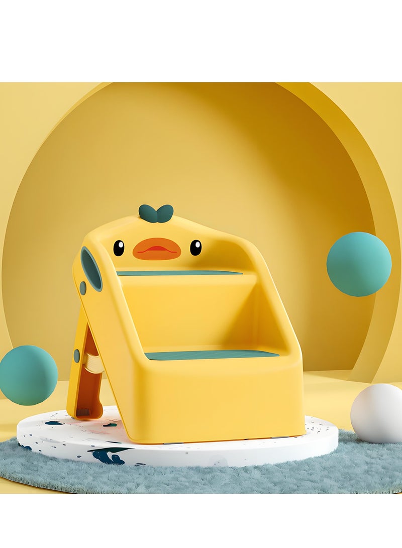 MarlaMall Foldable Toddler Step Stool for Kids/Kitchen/Bathroom/Sink, Toilet Step Potty Training Stool, Kitchen Helper Plastic Stool Ladder, Nursery Footstool with Handle,15" Height(11" Two Steps) - Image 1