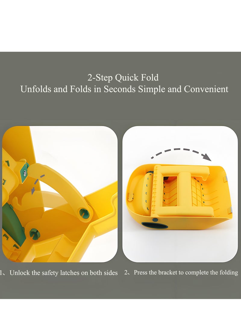 MarlaMall Foldable Toddler Step Stool for Kids/Kitchen/Bathroom/Sink, Toilet Step Potty Training Stool, Kitchen Helper Plastic Stool Ladder, Nursery Footstool with Handle,15" Height(11" Two Steps) - Image 5