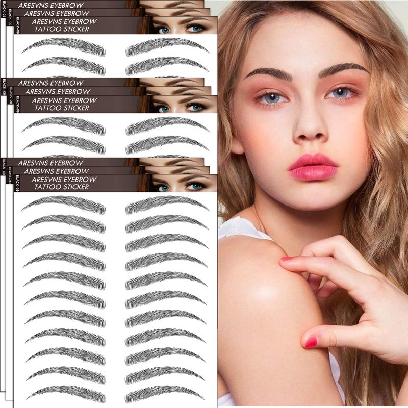 Aresvns 4D Black Eyebrow Tattoos 99 Pairs Newly Improved Realistic Fake Eyebrows LongLasting and Waterproof HairLike Eyebrow Transfer StickerTattoo Eyebrow in Arch Style Christmas Gift